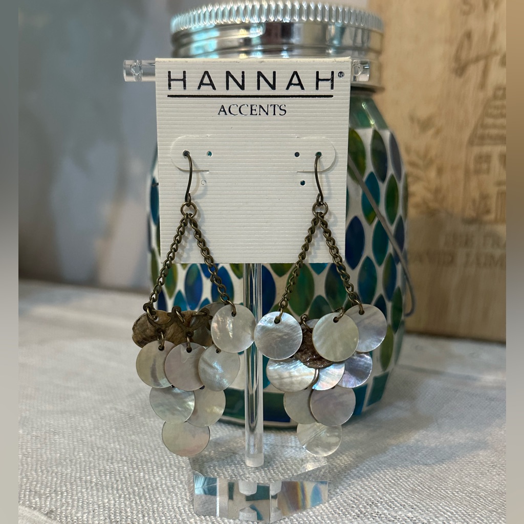 Hannah White And Brown Shell Dangle Earrings